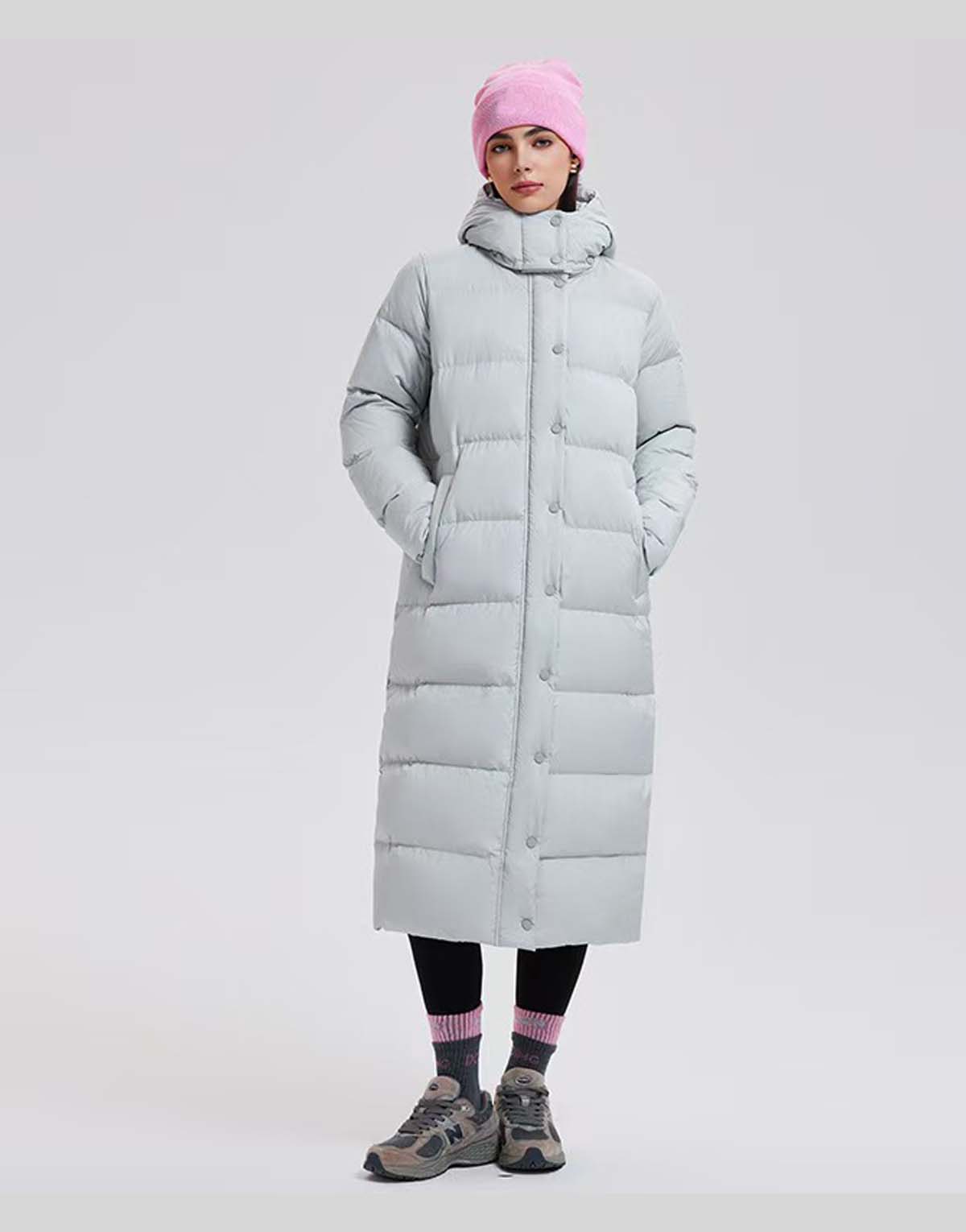 Long Nine-Grid 90PCT White Duck Down Jacket-12